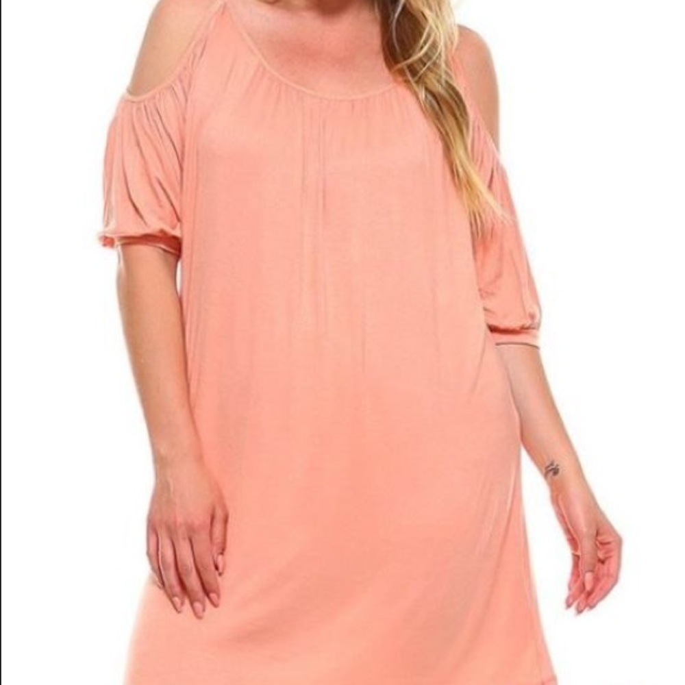 3/4 sleeve curvy open shoulder dress